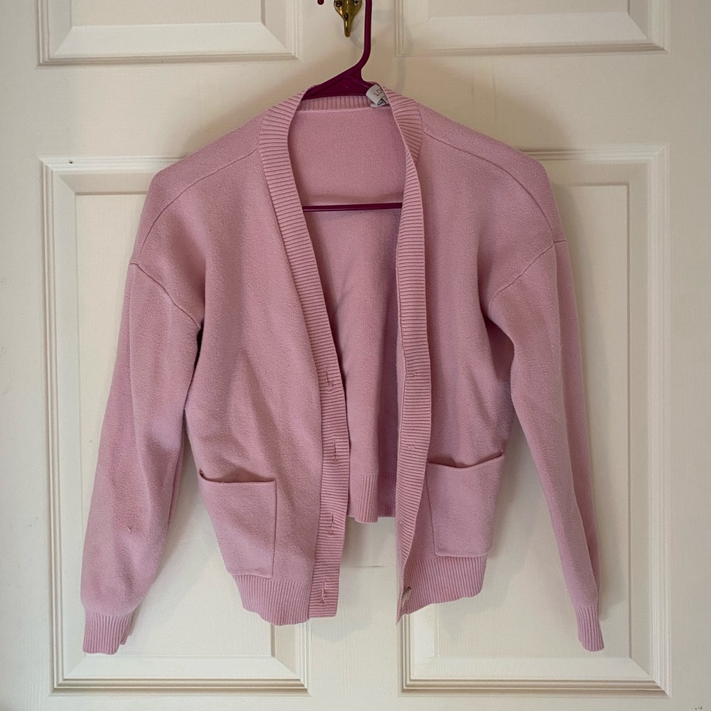 LOFT Pink Cardigan Sweater with Shawl Collar